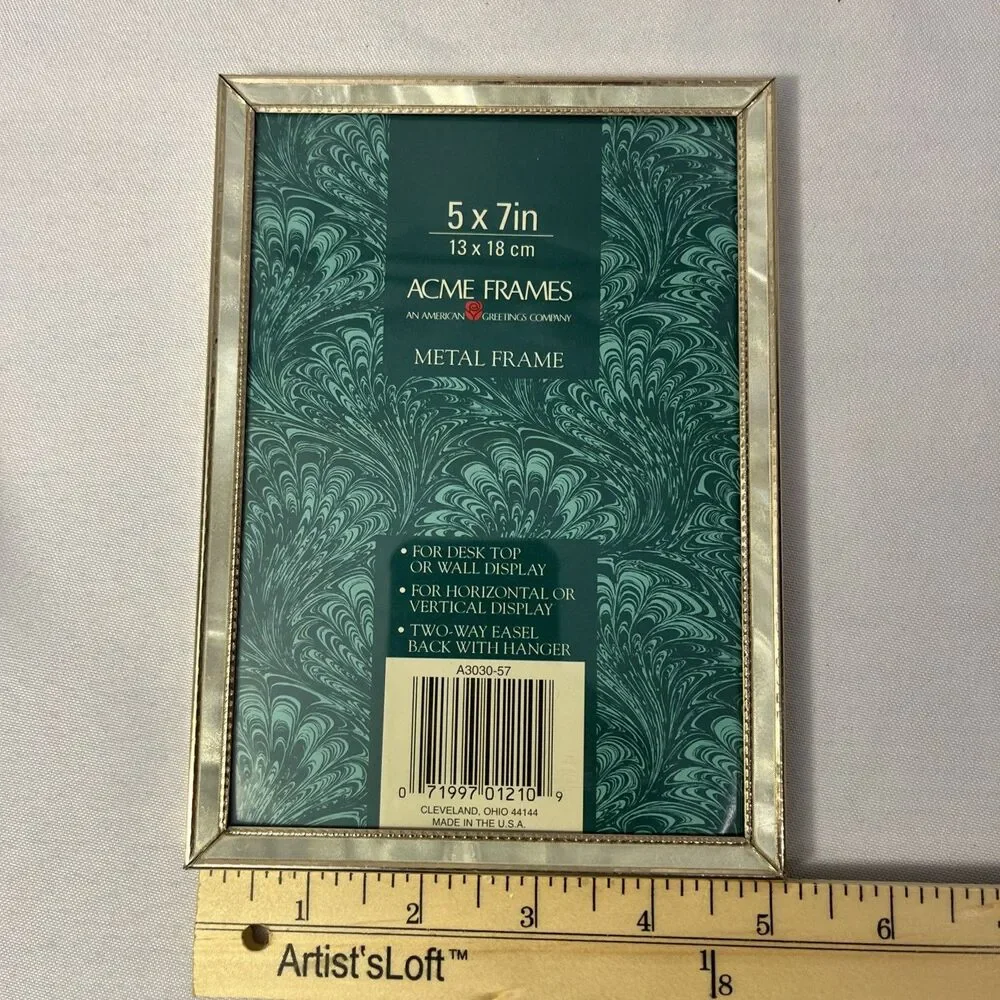 Vintage Acme Frames Gold & Silver 5x7 in Photo Picture Frame